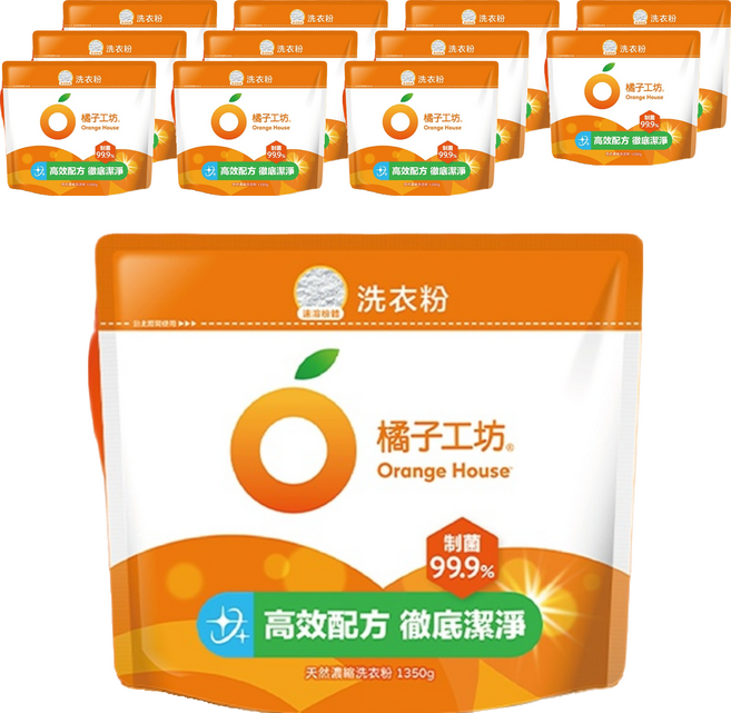 Orange House 橘子工坊 天然濃縮洗衣粉環保包 制菌力99.9%, 1.35kg, 12包