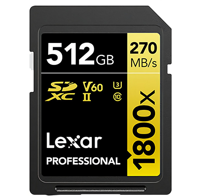 Lexar 雷克沙 Professional SDXC 1800X V60 UHS-II U3 記憶卡 512GB 高速專業攝影, 1個
