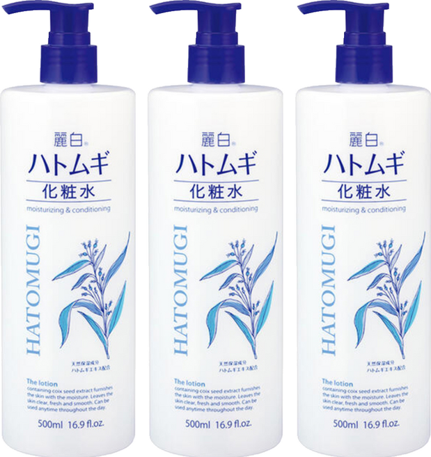 KUMANO 熊野油脂 麗白 薏仁潤膚化粧水 500mL 天然保濕成分, 3瓶
