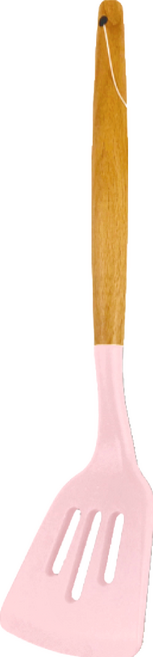 minono 米諾諾 北歐粉櫸木矽膠瀝油鍋鏟, 粉, 1支