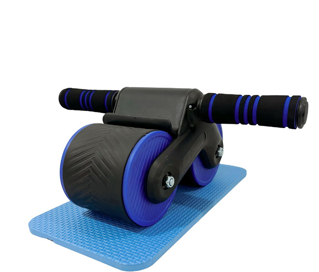 A&R 升級版加大加寬自動回彈雙輪健腹輪 + 跪墊, 230T, 藍黑色