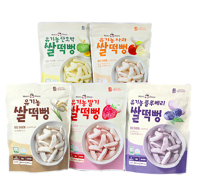 Well&Good 美味風景 米餅 5入組, 草莓 + 蘋果 + 藍莓 + 甜南瓜 + 原味, 125g, 1組