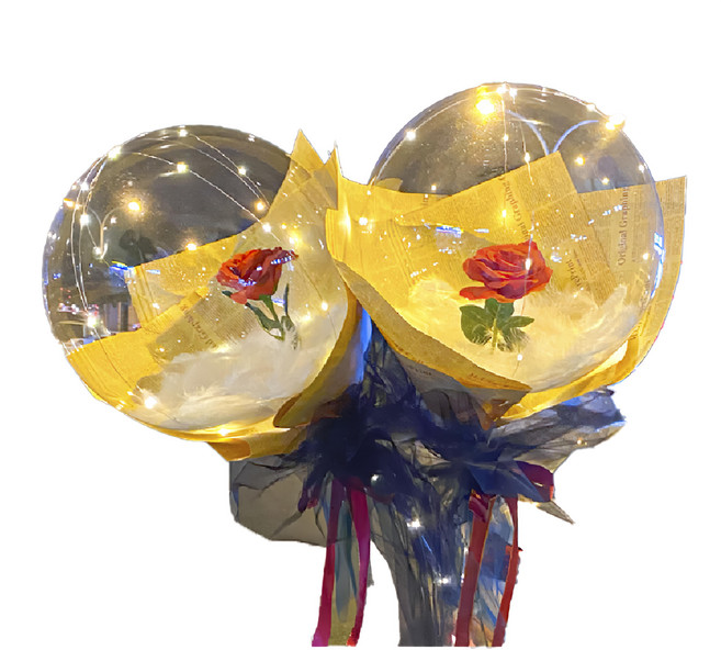 波波球, 紅玫瑰報紙款 + 白羽毛, 1個