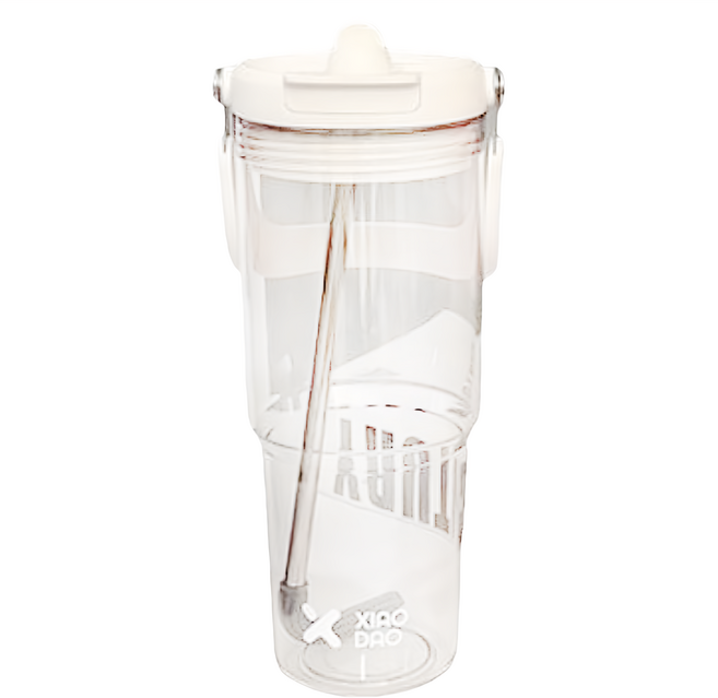 XIAO DAO 手提透明吸管杯, 白色, 900ml, 1個