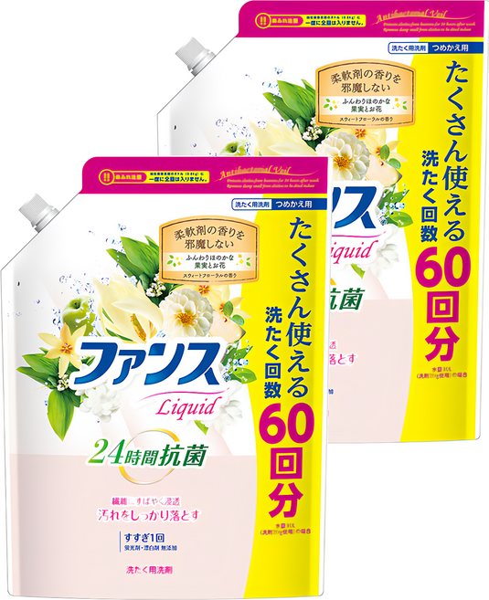 第一石鹼 抗菌洗衣精 補充包 花果香, 1.2kg, 2包