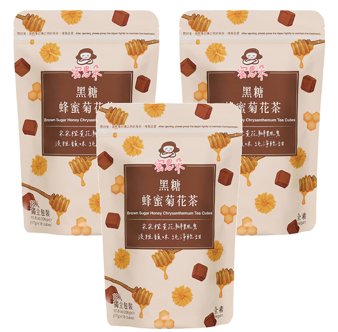 蜜思朵 黑糖蜂蜜菊花茶, 17g, 18顆, 3袋