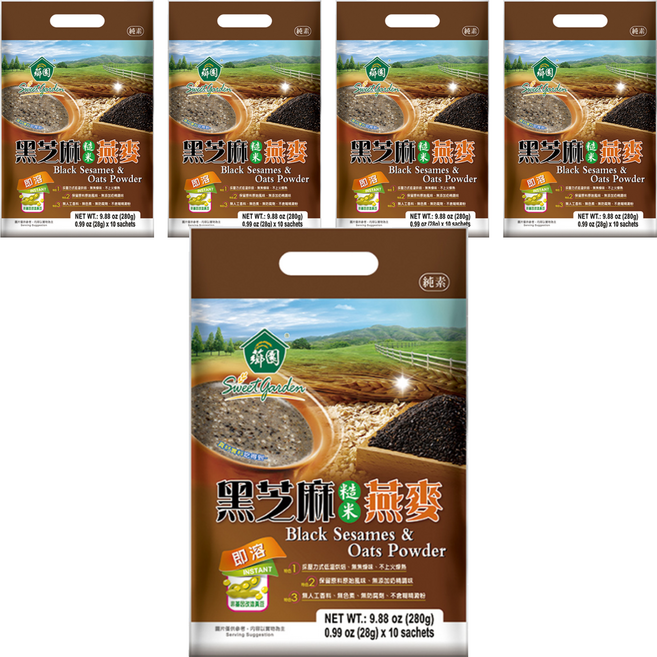 薌園 黑芝麻糙米燕麥, 280g, 5袋