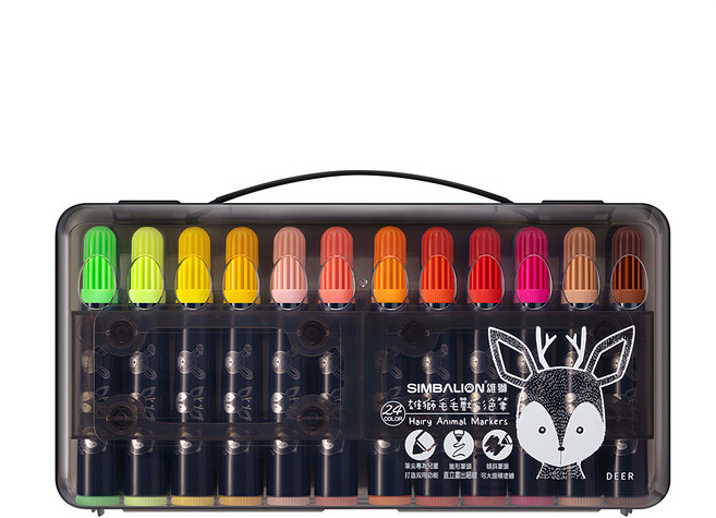 SIMBALION 雄獅 毛毛獸彩色筆, 毛毛獸 24色, 1盒