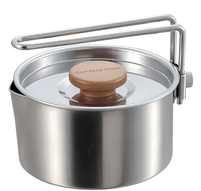 CAPTAIN STAG 鹿牌 日本製不鏽鋼水壺/湯鍋 滿容量730ml 鍋底厚約0.4mm, 銀色, 1個, 13.1cm