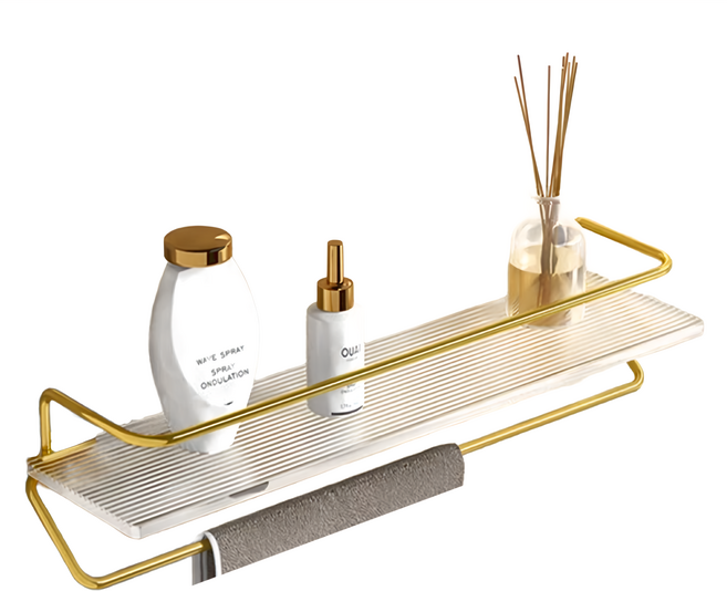 德利生活 壓克力牆上置物架 40cm 金色, 1個
