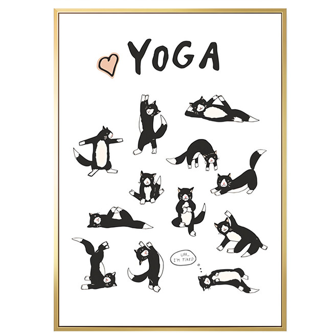 BOLUO GALLERY 菠蘿選畫所 Yoga! 瑜伽貓貓 掛畫, 金色