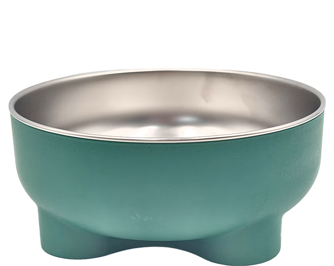 四葉幸運草不鏽鋼寵物碗 - 孔雀綠 15x9x13 公分, 1個