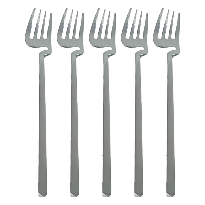 沐慕家居 不規則不銹鋼餐具掛邊叉子 19cm, 5支