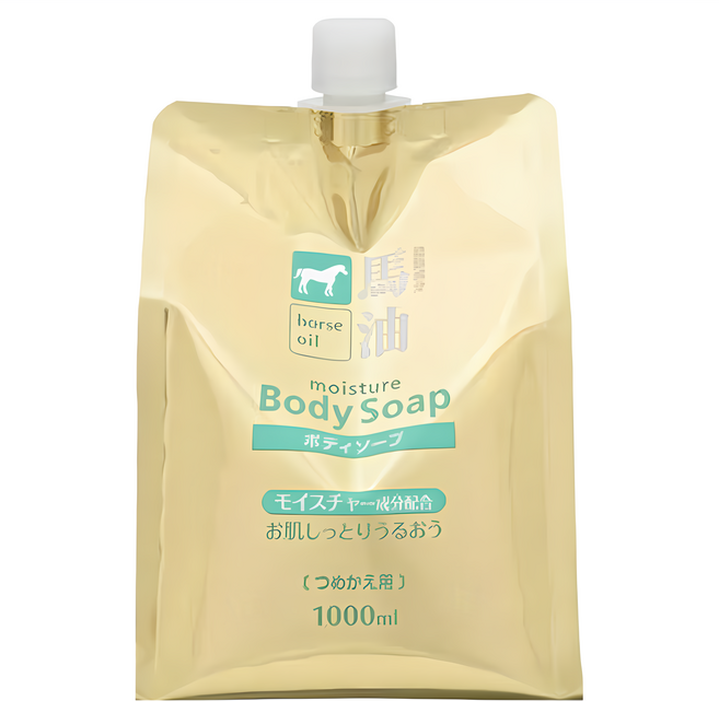 KUMANO 熊野油脂 馬油沐浴乳 大容量補充包, 1000ml, 1個