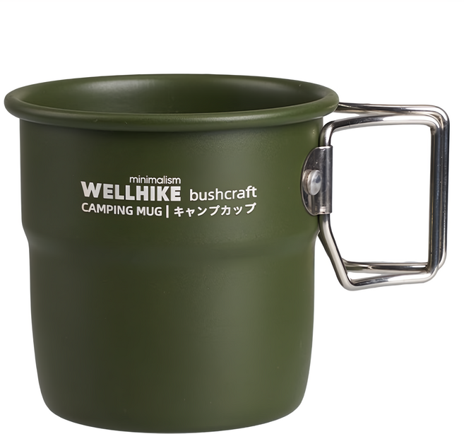 WellHike 玩客 BC硬氧鋁合金折疊杯 300ml, 軍綠, 1個