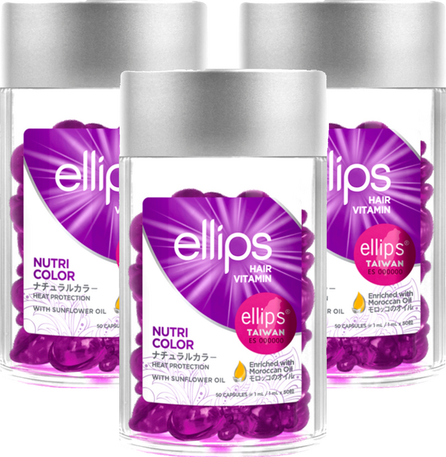 ellips 意立詩 經典膠囊護髮油 紫梅花 50粒, 50ml, 3罐