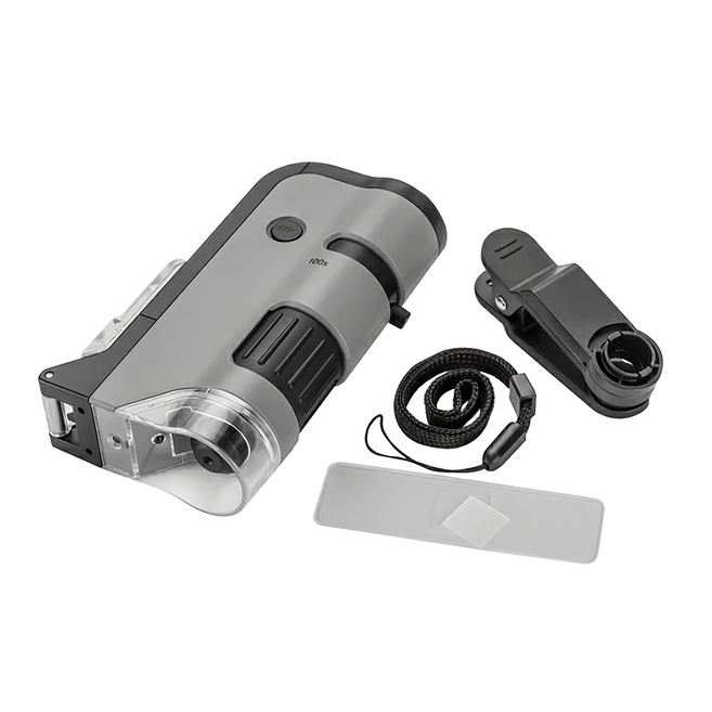 CARSON 卡薾紳 LED隨行顯微鏡100x-250x + 鏡頭夾 6.2 x 3.2 x 10.8cm 112g, 250, 1台