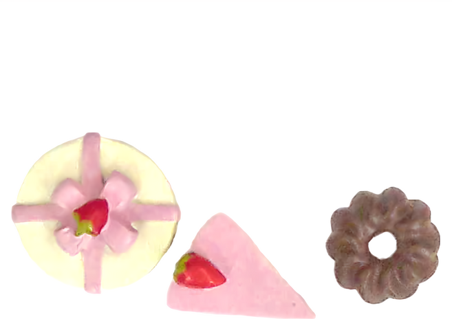 Mother garden 微型屋食物 3個 尺寸2cm 適合10歲以上兒童使用, 蛋糕 粉色, 1組