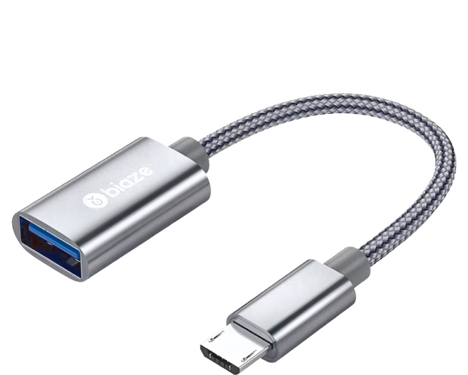biaze 畢亞茲 Micro 轉USB轉接線 OTG轉接線 安卓轉換, 10cm, 銀色, 1條