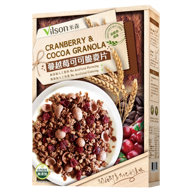 Vilson 米森 蔓越莓可可脆麥片, 350g, 1盒
