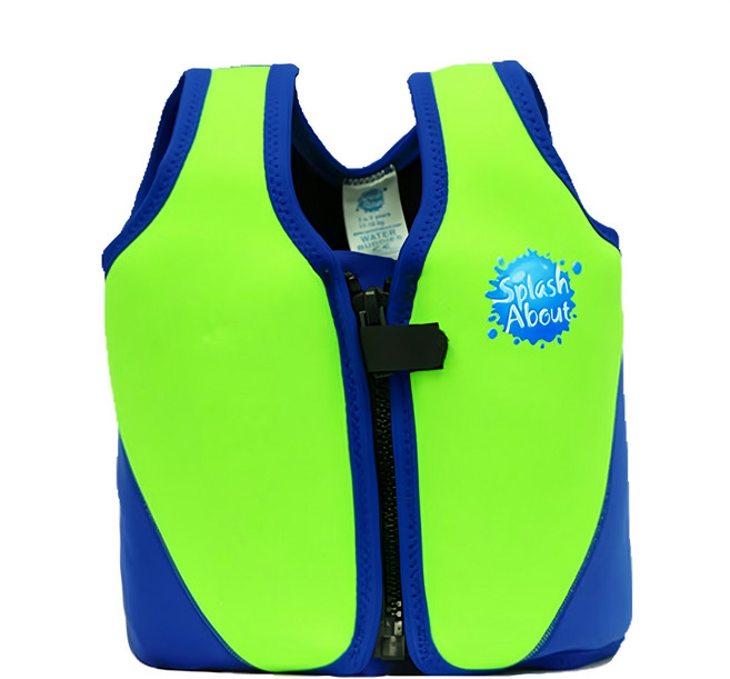 Splash About 兒童浮力夾克 增強舒適度 安全性, 螢光綠 + 寶藍色, 1件