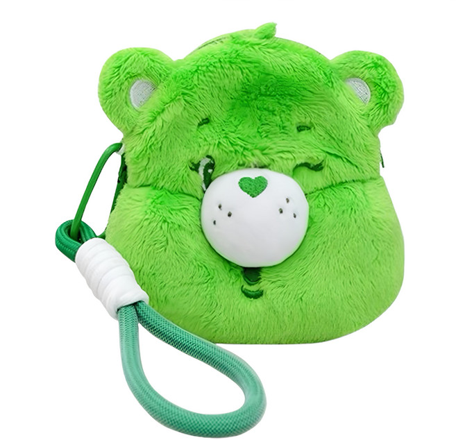 Care Bears 立體造型絨毛可提可掛收納包, 綠色, 1個, 12cm