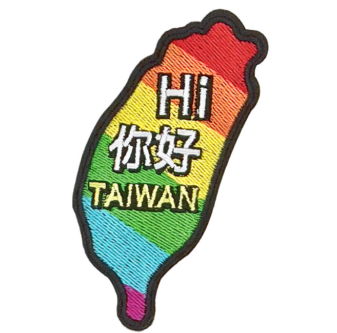 Hi 你好 刺繡貼紙, 彩虹台灣, 1張