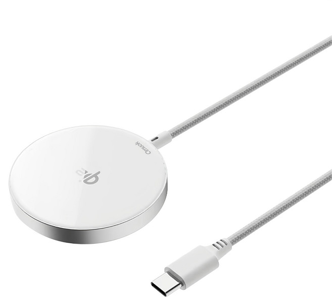 amuok 艾默克 極簡 mini Qi2 磁吸無線充電器 自帶線, 1個, 白色