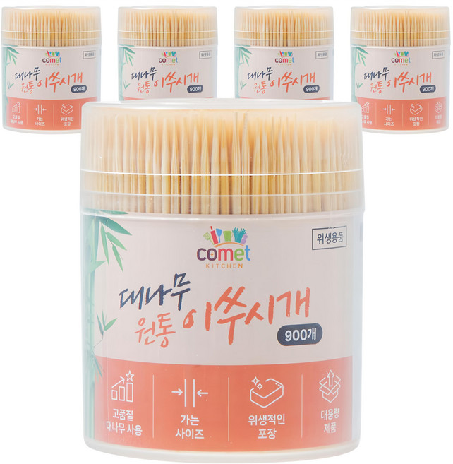 Comet Kitchen 竹製圓筒牙籤, 5個, 900件