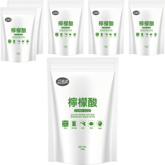 巧易潔 檸檬酸 500g 可自然分解 不汙染環境 環保友愛地球, 6包