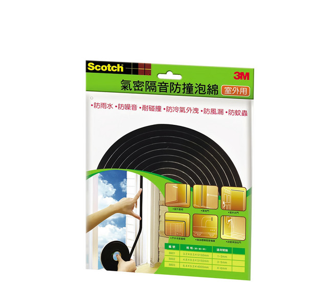 3M Scotch 室外用氣密隔音防撞泡棉 防水/防噪音/耐碰撞, 1個
