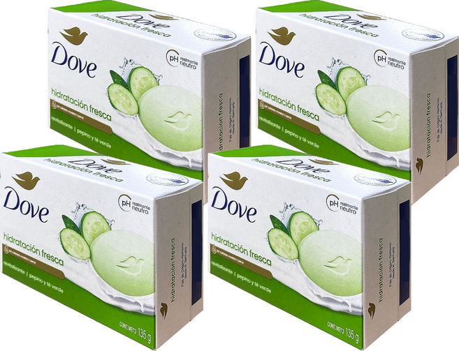 Dove 多芬 香皂 小黃瓜 + 綠茶 135g 清新保濕 溫和潔淨肌膚, 4個