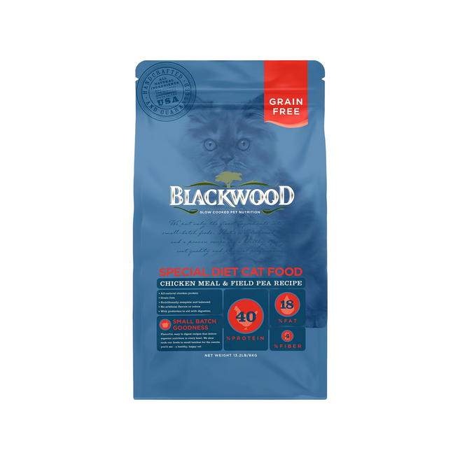 BLACKWOOD 全齡貓 特調無穀配方 乾飼料, 雞肉 + 豌豆, 6000g, 1袋