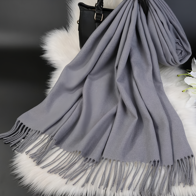 KissDiamond 純色喀什米爾羊絨加厚保暖兩用披肩流蘇款圍巾 KD-A001SPT