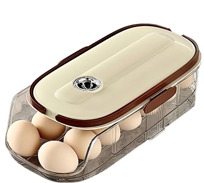 couselect 食品級 自動滾落 雙排單層雞蛋架, 1個, 奶油黃