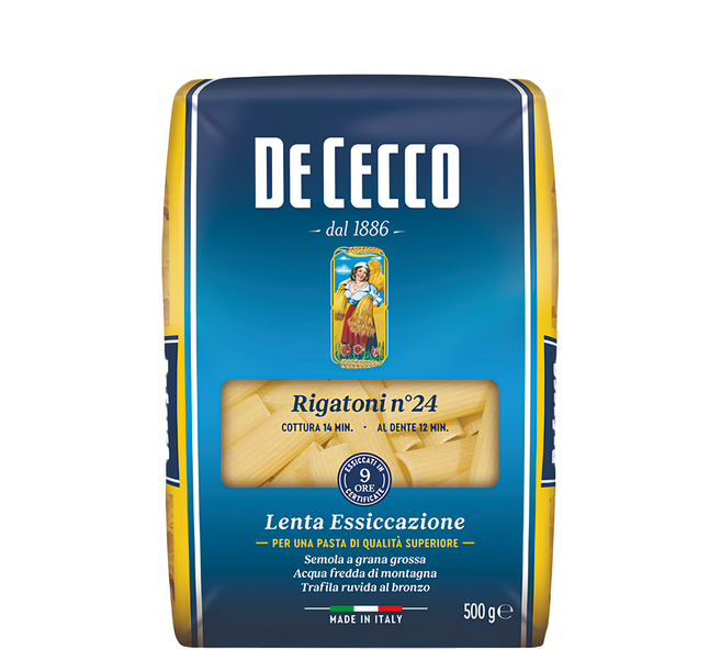 DE CECCO 得科 水管麵 NO.24 採用高品質杜蘭小麥粉製成, 500g, 1包
