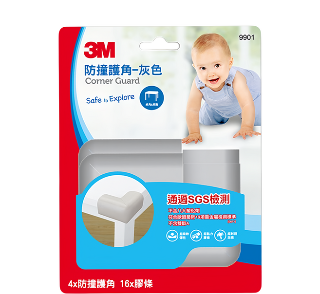 3M 兒童安全防撞護角, 灰色, 1盒