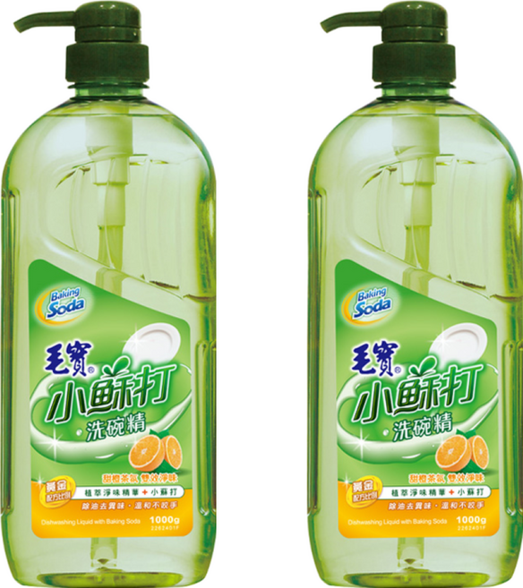 毛寶 小蘇打洗碗精 甜橙茶氛, 1kg, 2瓶