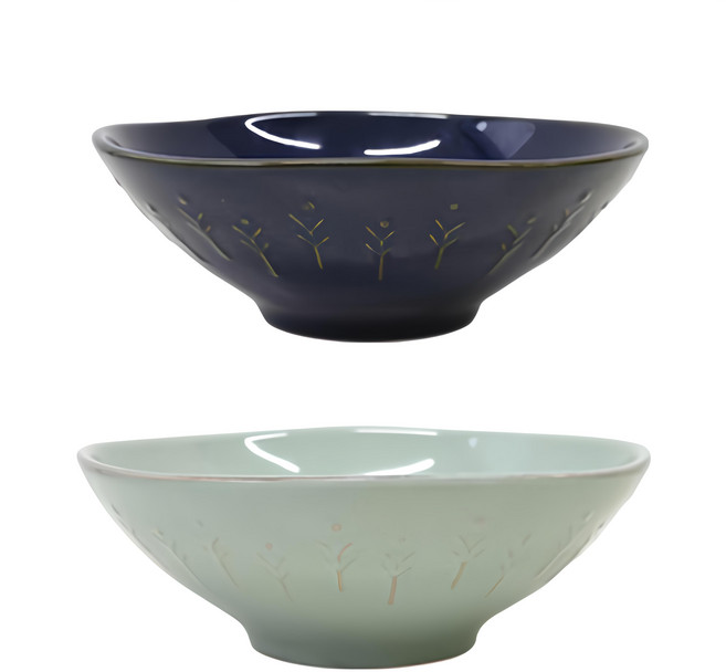 L Foret 陶瓷碗2入組, Dark Blue + Leaf Green, 1組
