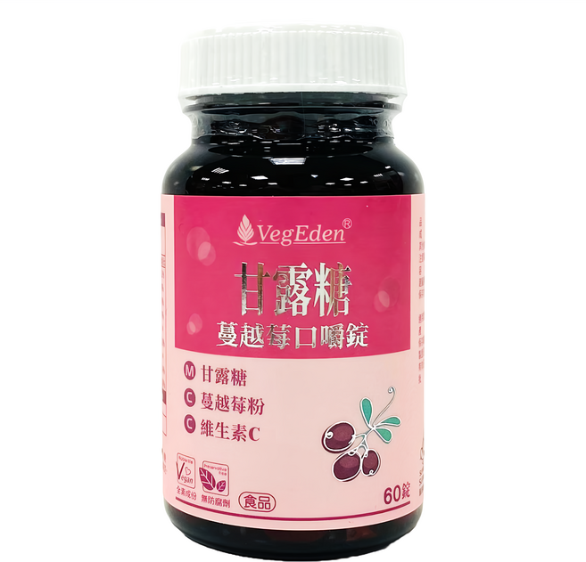 VegEden 蔬食伊甸園 甘露糖蔓越莓錠, 780mg, 60顆, 1罐