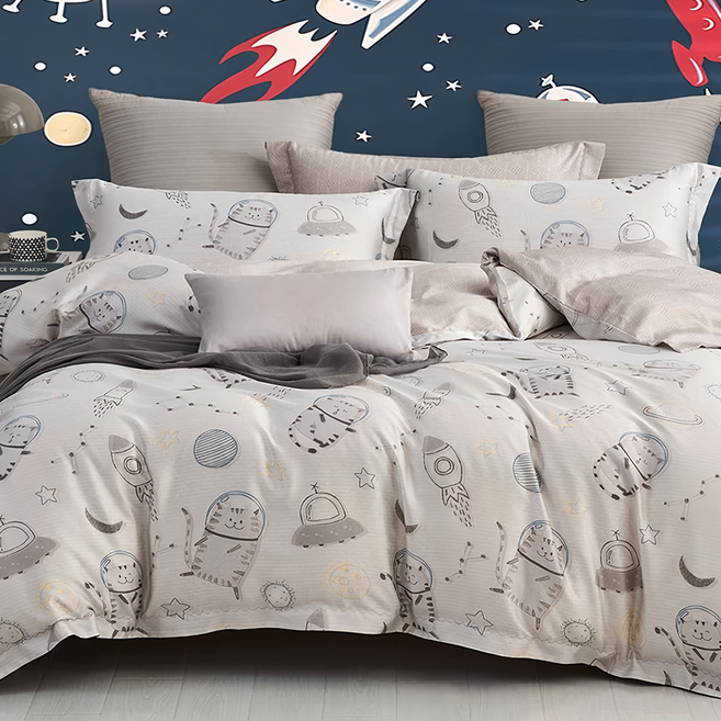 40支100%純天絲TENCEL特大床包 + 枕套 三件組