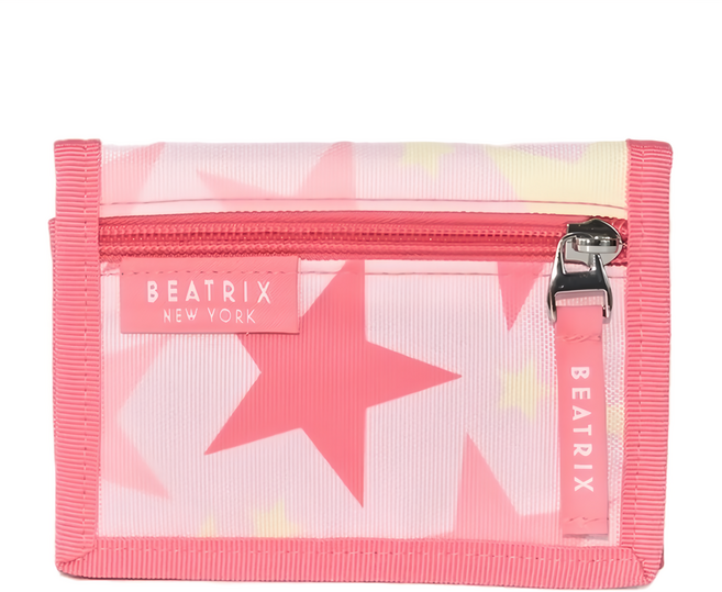 BEATRIX NEW YORK 美式休閒兒童防潑水三折錢包 星星粉