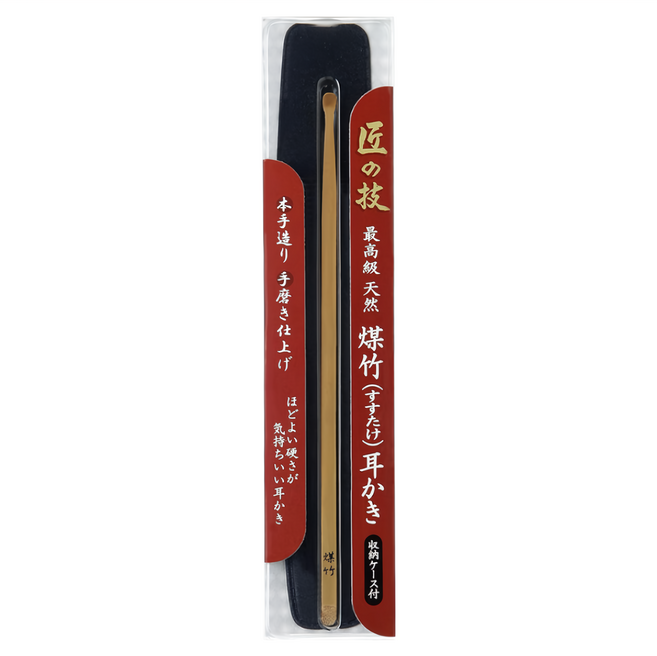 GREEN BELL 綠鐘 TakumiNoWaza 匠之技 高級煤竹製耳扒 附袋, 1入, 1支