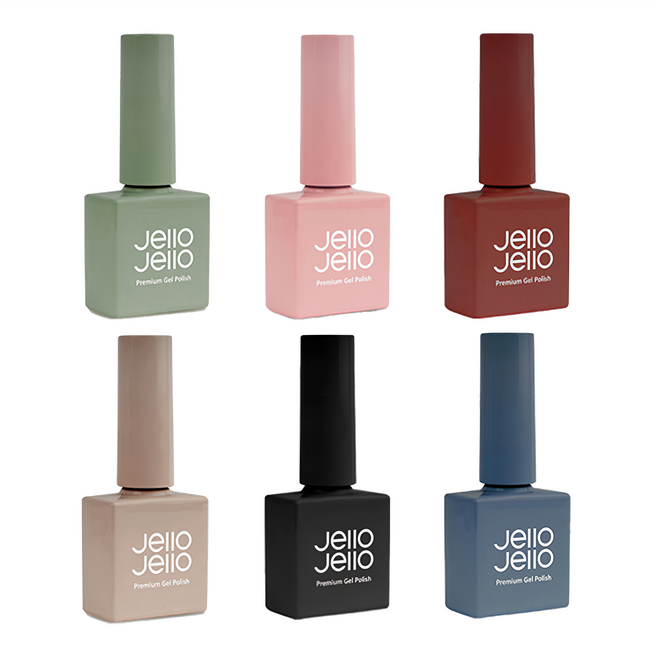 Jello Jello 半透明系列 美甲凝膠 - 冬季糖漿凝膠指甲油系列, Ombre 六色組合, 10ml, 6瓶