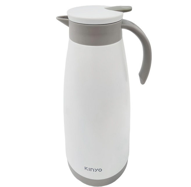 Kinyo 304不鏽鋼真空保溫壺 111 x 111 x 261mm 650g, 銀色 + 白色, 1.5L, 1個