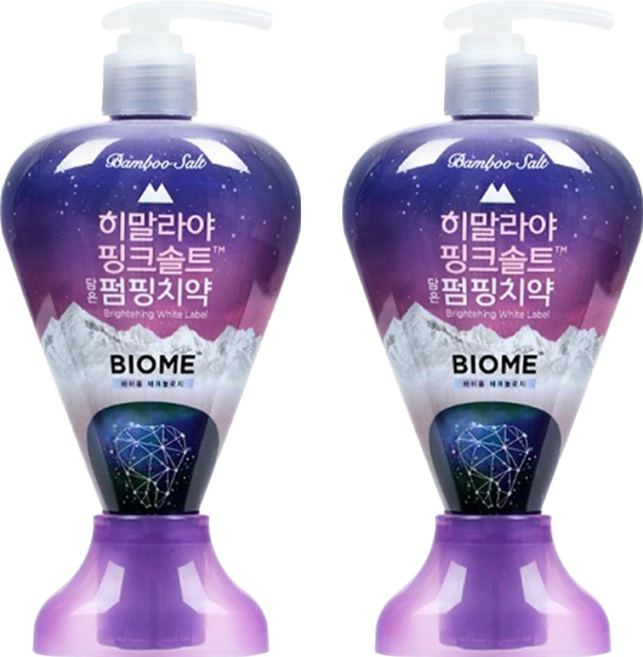 BAMBOO SALT 竹鹽 BIOME雙效 喜馬拉雅粉晶鹽牙膏 按壓式設計 韓國進口, 285g, 2瓶