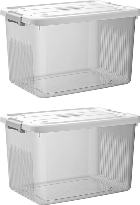 BangJiaShi 幫家適 掀蓋式透明收納箱, 透灰, 2個