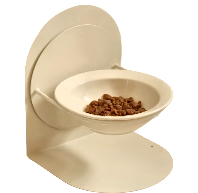 FAMINOU 法米諾 奶油磁吸寵物陶瓷碗 18.6 x 15 x 15.5cm 200ml, 1個