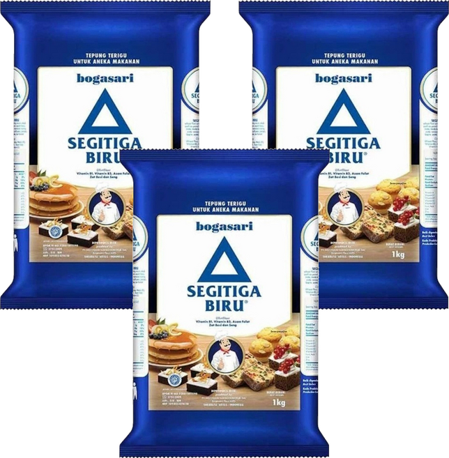 Indofood 小麥麵粉 SEGITIGA BIRU Tepung Terigu, 1kg, 3包