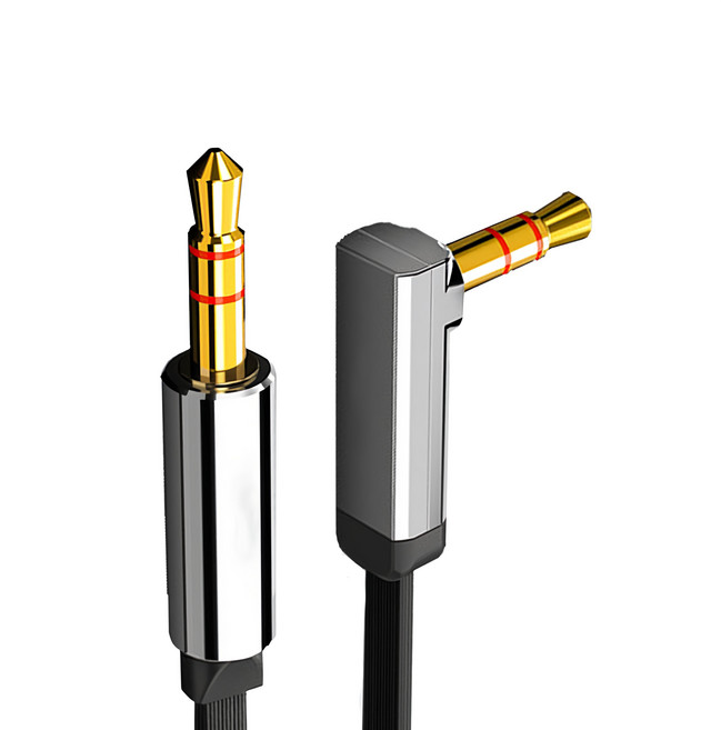 山澤 3.5mm公對公Aux高保真抗干擾90度音源線 扁線 直對彎 2M, 單一商品, 1條